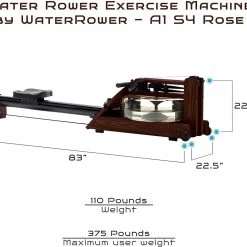 WaterRower Residential Water Rower A1 Studio Rose Rowing Machine With S4 Monitor
