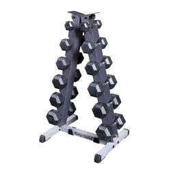 Body Basics 5-30lb 6 Pair Rubber Dumbbell Set With Rack Residential